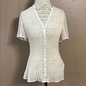 Cream Ribbed Blouse   B11